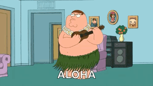 Peter Griffin Playing Ukulele in Hula Skirt