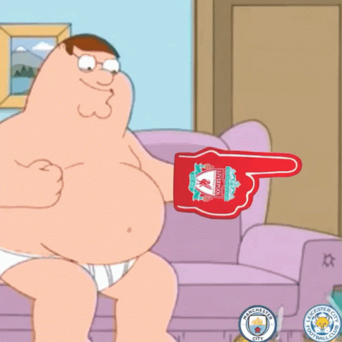 Peter Griffin Pointing at Liverpool Foam Finger
