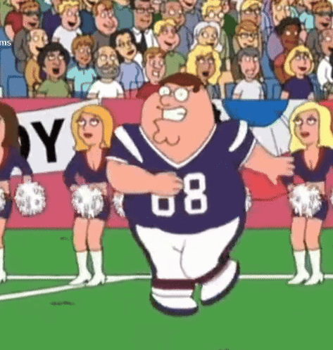 Peter Griffin Running With Cheerleaders