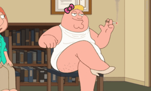 Peter Griffin Smoking Cigarette with Pink Bow