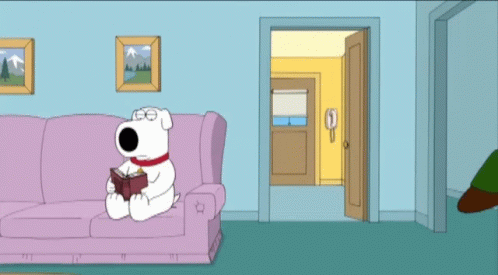 Peter Griffin Sneaking Behind Brian The Dog GIF