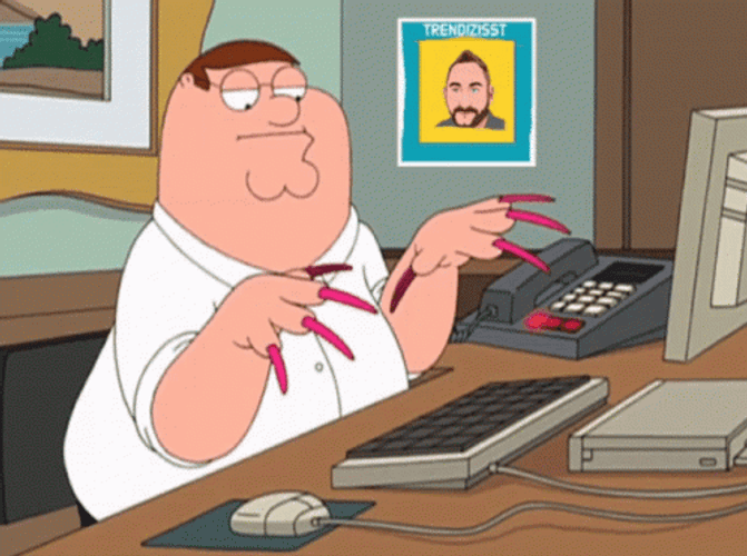 Peter Griffin Typing With Nails GIF