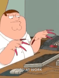Peter Griffin with Long Nails and Keyboard