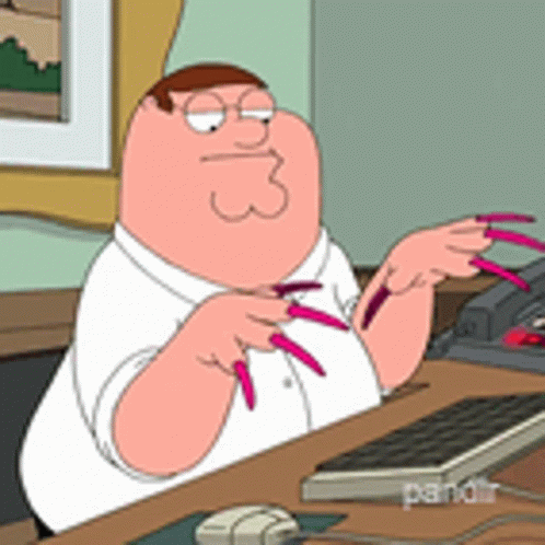 Peter Griffin with Long Pink Nails