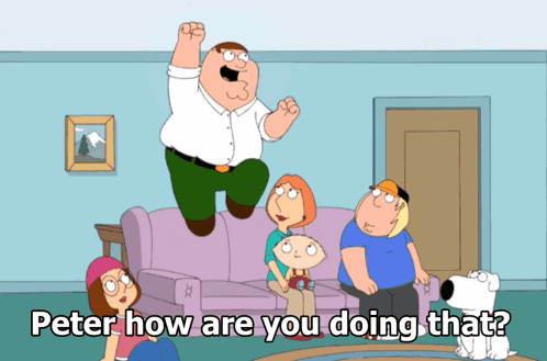 Peter How Are You Doing That Is The Question Being Asked In This Family Guy Cartoon GIF