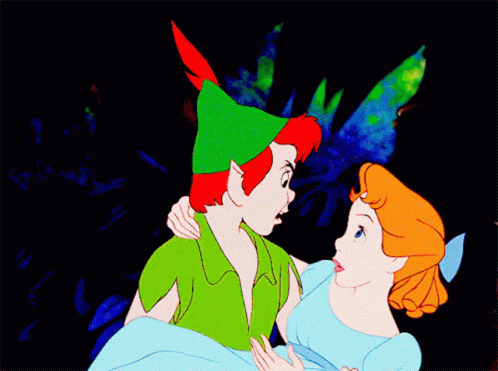 Peter Pan Carrying Wendy Animated Movie GIF