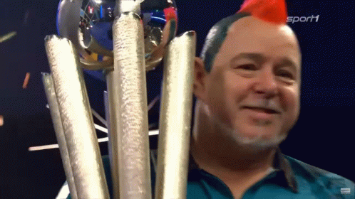 Peter Wright Holding World Cup Trophy GIF