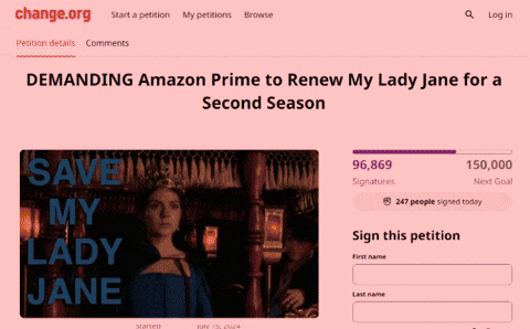 Petition for Amazon Prime to Renew My Lady Jane