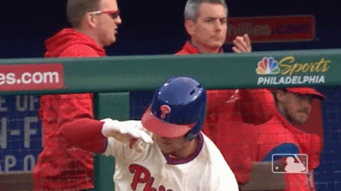 Phanatic Phillies Baseball Player Bumps On Teammate GIF