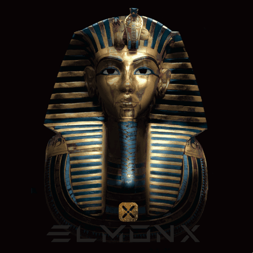 Pharaoh Statue with Blue and Gold Striped Crown