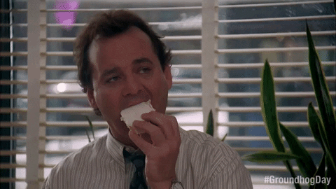 Phil Connors Eating Cake GIF
