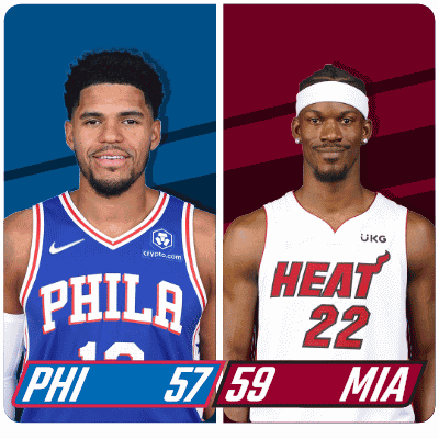 Philadelphia Basketball Player and Heat Basketball Player Standing Together