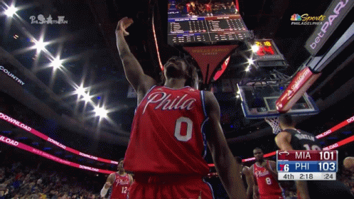 Philadelphia Basketball Player Celebrates Basket GIF