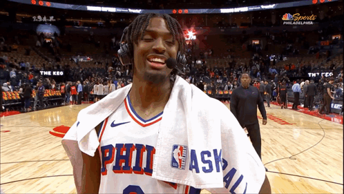 Philadelphia Basketball Player with White Towel