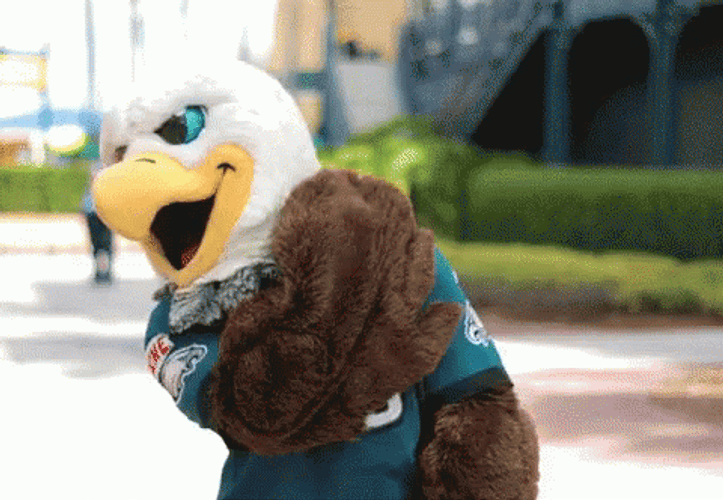 Philadelphia Eagles Mascot Dusting Off Shoulders GIF