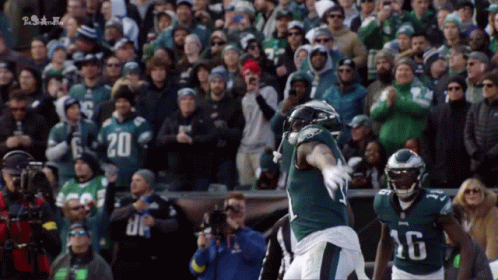 Philadelphia Eagles Player 16 Celebrating With Teammate GIF