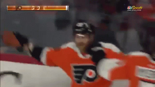 Philadelphia Flyers Player Celebrating Goal GIF