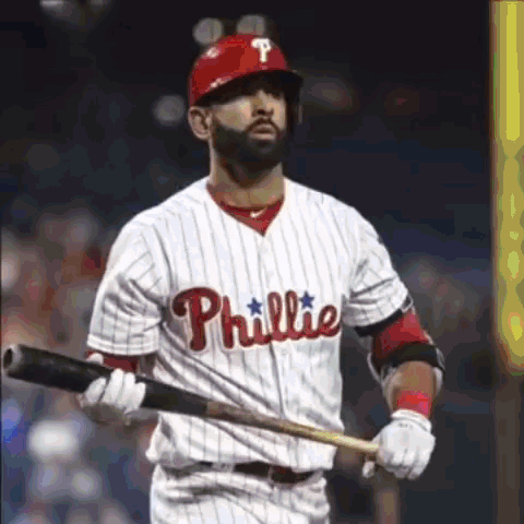 Phillies Baseball Player Holding Bat