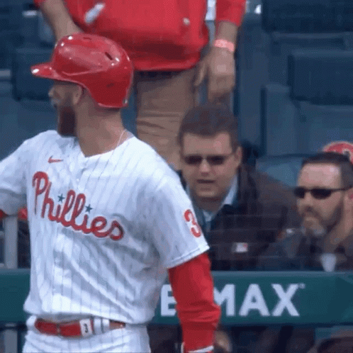 Phillies Baseball Player in Red Helmet