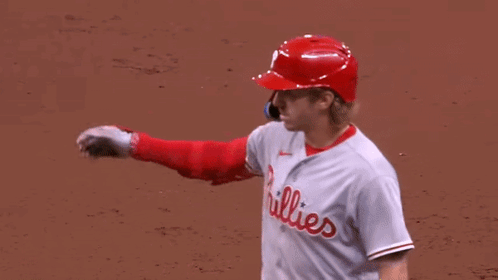 Phillies Baseball Player Pointing