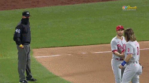 Phillies Baseball Player Talking to Referee