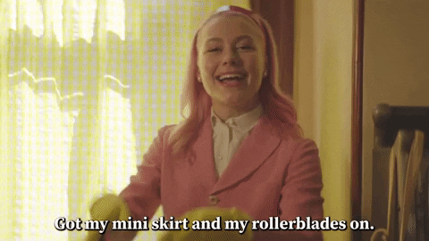 Phoebe Bridgers Got Mini Skirt And Rollerblades GIF