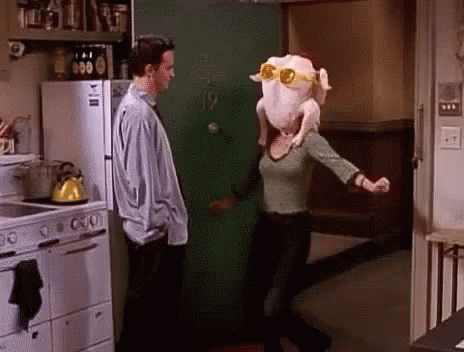 Phoebe Running With Chicken Face GIF