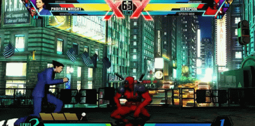 Phoenix Wright and Deadpool Fighting