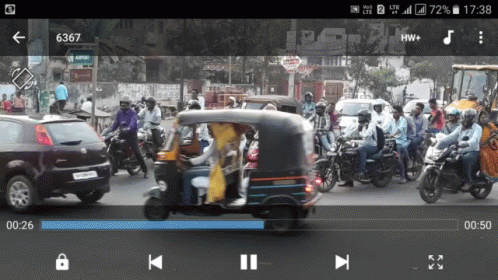 Phone Screen Showing Busy Street Video