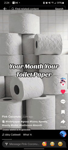 Phone Screen With Toilet Paper Rolls Your Month Your Toilet Paper