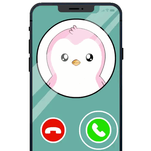 Phone with Penguin on Screen and Call Button