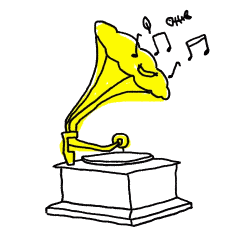Phonograph Playing Music Notes