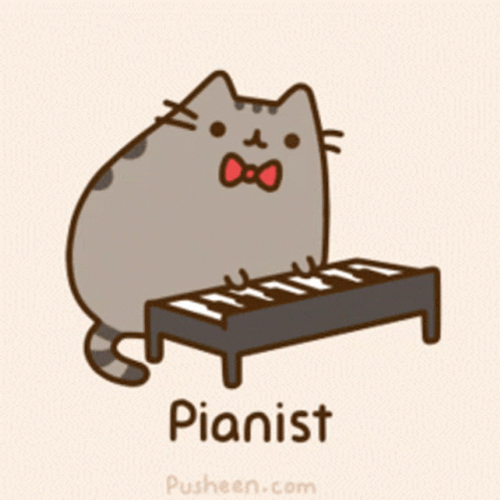 Pianistul Pusheen cântând GIF la pianPianistul Pusheen cântând GIF la pian  