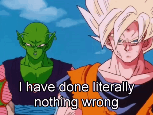 Piccolo And Gohan I Have Done Literally Nothing Wrong GIF