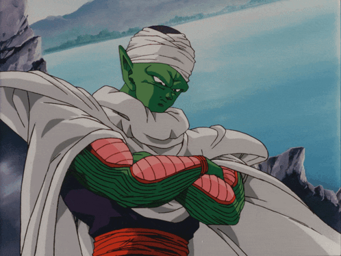 Piccolo Removing Cape GIF