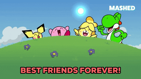 Pichu Group Jump With Kirby Yoshi And Isabelle GIF