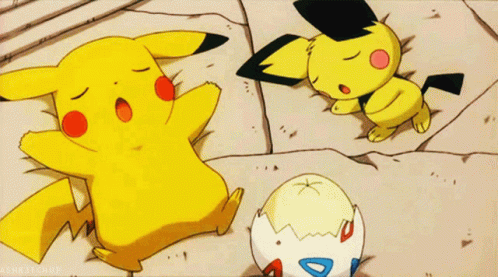 Pichu Sleeping Beside Pikachu And Togepi GIF