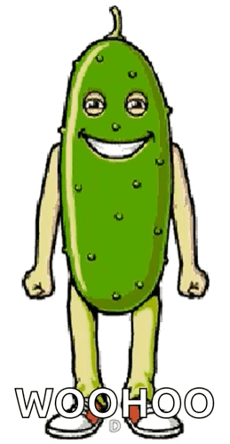 Pickle Cartoon Saying Woohoo