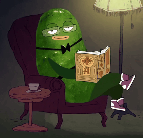Pickle Reading Book With Letter A