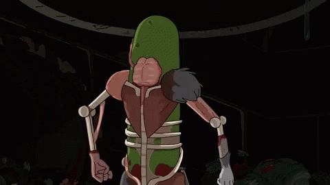 Pickle Rick Launches Out From The Sewage GIF