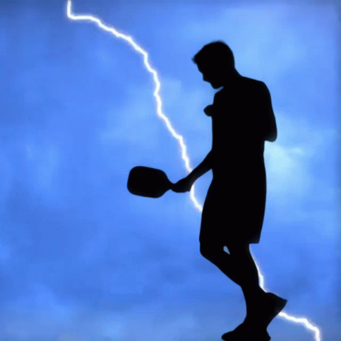 Pickleball Player Silhouette Lightning Strike GIF