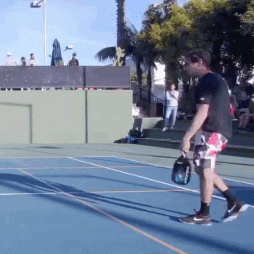 Playful Flipping Pickleball Paddle GIF