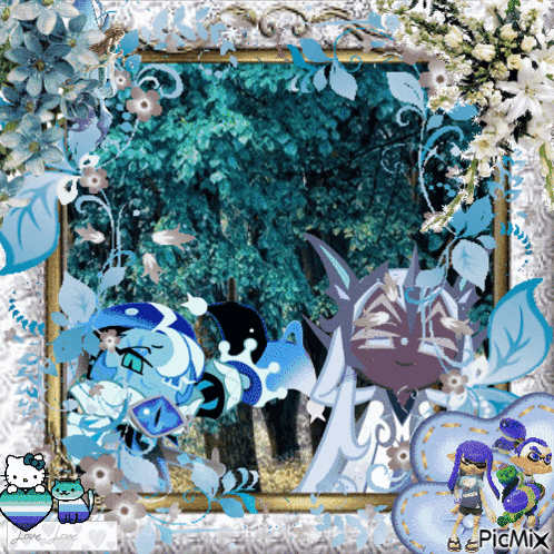 Picture Frame With Tree and Flowers and Picmix