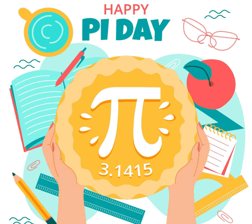 Pie With Pi Symbol And Happy Pi Day 3.1415 GIF