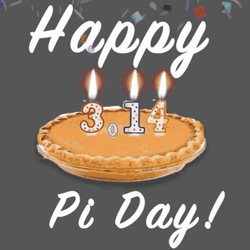 Pie With Three Lit Candles Happy Pi Day GIF