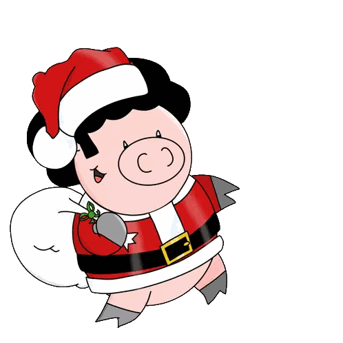 Pig Dressed as Santa Saying Ho Ho Ho