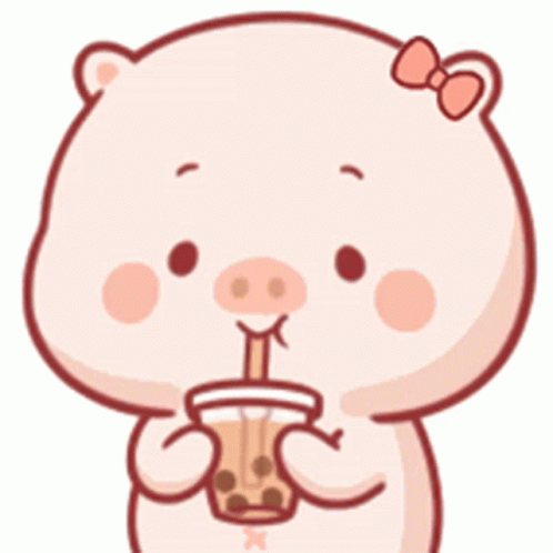 Pig Drinking Boba Tea GIF