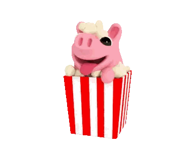 Pig With Tongue Out And Popcorn