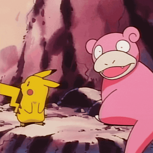 Pikachu and Pink Monkey Cartoon