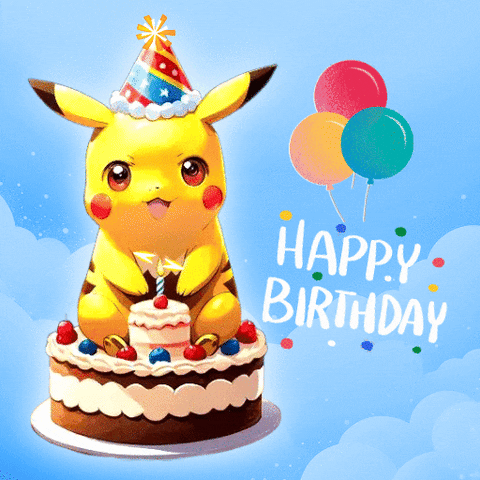 Pikachu Cake Happy Birthday GIF